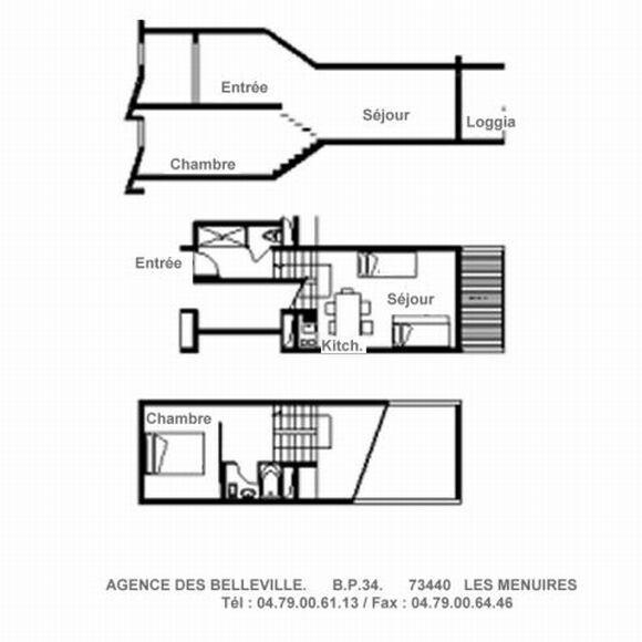 Vacanze in montagna Appartamento su due piani 2 stanze per 5 persone (925) - La Résidence le Danchet - Les Menuires - Mappa