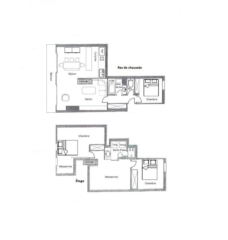 Vacances en montagne Appartement 4 pièces mezzanine 6 personnes (19) - La Résidence le Vallon - Méribel - Plan