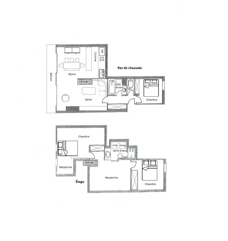 Каникулы в горах Апартаменты 4 комнат с мезонином 6 чел. (19) - La Résidence le Vallon - Méribel - план