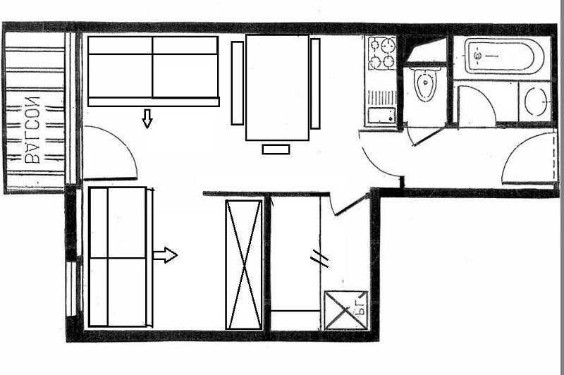 Каникулы в горах Апартаменты 2 комнат 4 чел. (421) - La Résidence le Villaret - Les Menuires - план