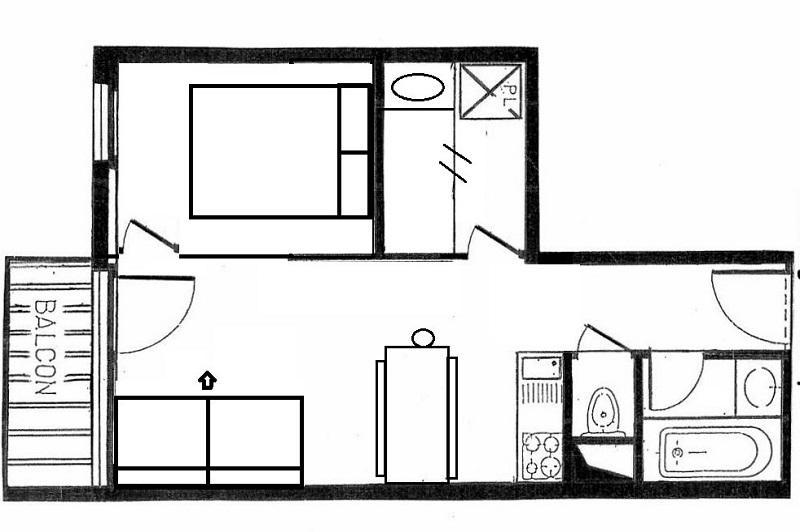 Vakantie in de bergen Appartement 2 kabine kamers 5 personen (109) - La Résidence le Villaret - Les Menuires - Kaart