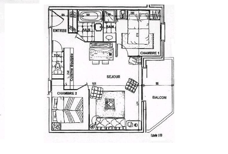 Каникулы в горах Апартаменты 3 комнат 6 чел. (006) - La Résidence les Alpages de Reberty - Les Menuires - план