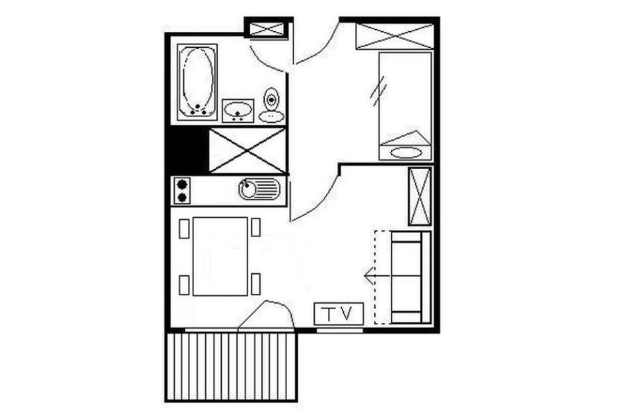 Каникулы в горах Квартира студия со спальней для 4 чел. (019) - La Résidence les Carlines - Les Menuires - план