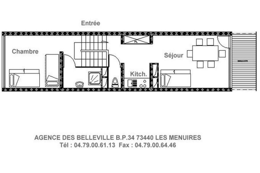 Holiday in mountain resort 2 room duplex apartment 5 people (E18) - La Résidence les Lauzes - Les Menuires - Plan
