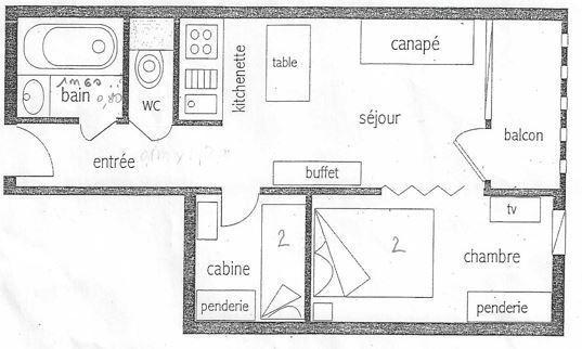 Vacanze in montagna Appartamento 2 stanze con cabina per 4 persone (606) - La Résidence les Lauzières - Val Thorens - Mappa