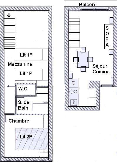 Holiday in mountain resort 2 room mezzanine apartment 4 people (683) - La Résidence les Sétives - Aussois - Plan