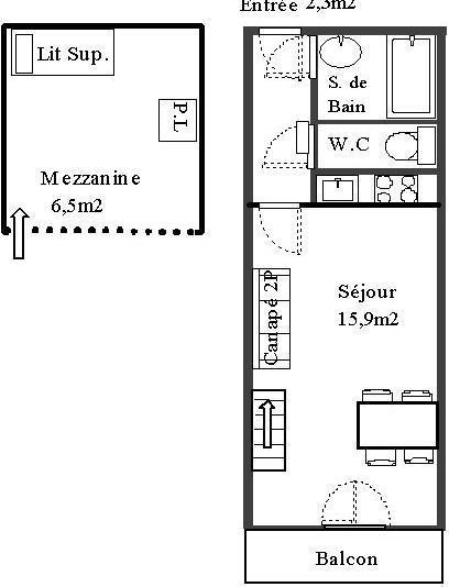 Wakacje w górach Apartament 2 pokojowy 4 osób (631) - La Résidence les Sétives - Aussois - Plan