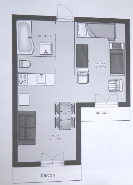 Urlaub in den Bergen Studio Kabine für 4 Personen (633) - La Résidence les Sétives - Aussois - Plan