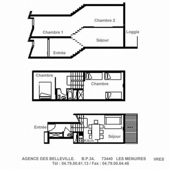 Vacanze in montagna Appartamento su 3 piani 3 stanze per 8 persone (419) - La Résidence Nant Benoit - Les Menuires - Mappa