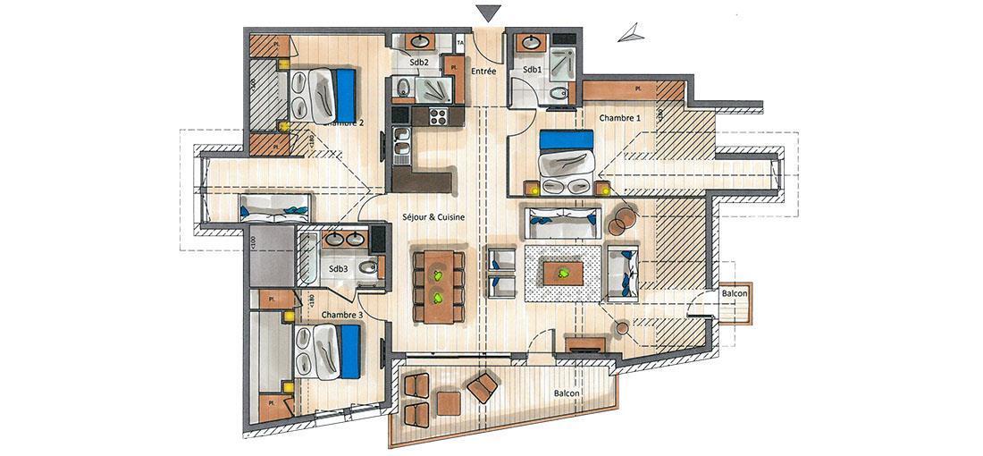 Vacanze in montagna Appartamento 4 stanze per 7 persone (A09) - Le C - Courchevel - Mappa