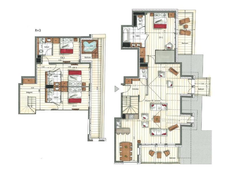 Urlaub in den Bergen 5 Zimmer Maisonettewohnung für 8 Personen (Paragon) - Le C - Courchevel - Plan