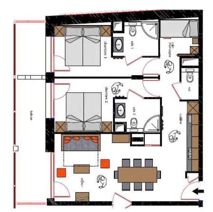 Wakacje w górach Apartament 3 pokojowy kabina 6 osób - Le Roc Noir - La Rosière - Plan