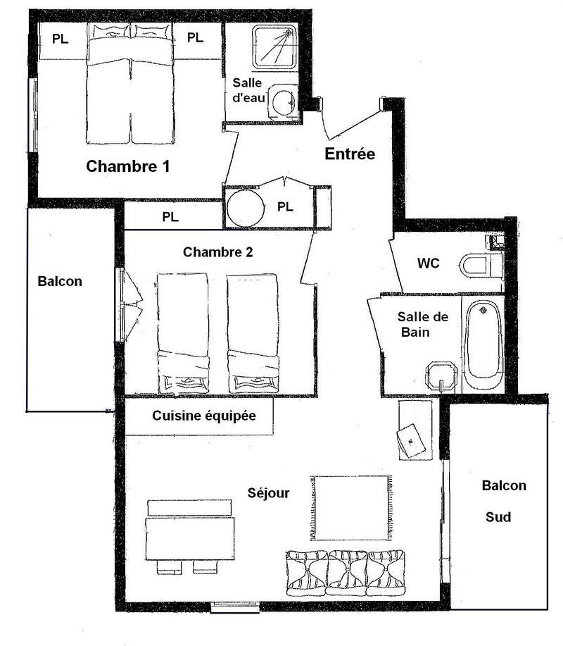 Vakantie in de bergen Appartement 3 kamers 6 personen (09) - Les Alpages de Bisanne E - Les Saisies - Kaart