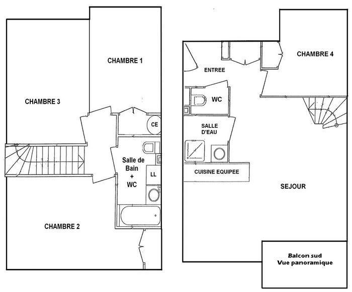 Wakacje w górach Apartament 5 pokojowy 10 osób (15) - Les Alpages de Bisanne G - Les Saisies - Plan