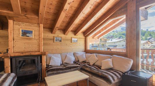 Holiday in mountain resort 7 room duplex chalet 12 people (Irène) - Les Chalets de Bettaix - Les Menuires - Living room