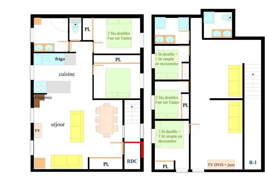 Vacances en montagne Maison duplex 6 pièces 16 personnes (01) - Maison Matisse Verel - Aussois - Plan