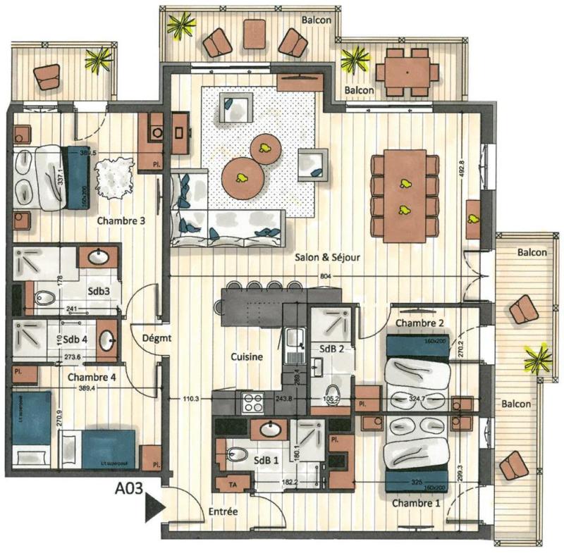 Vacances en montagne Appartement 4 pièces cabine 8-10 personnes (Indrasan) - Manali Lodge - Courchevel - Plan