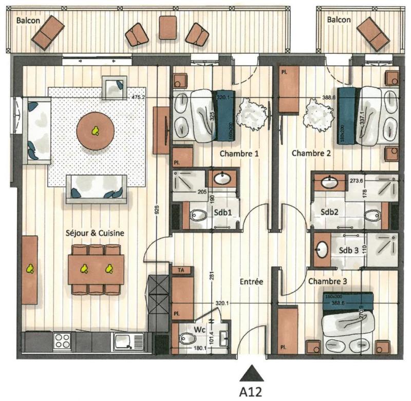 Vacanze in montagna Appartamento 4 stanze per 6 persone (Dablam) - Manali Lodge - Courchevel - Mappa