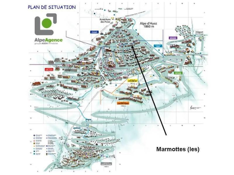 Vacanze in montagna Appartamento 1 stanze per 10 persone (ADH113-021) - MARMOTTES - Alpe d'Huez - Mappa