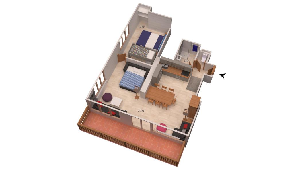 Каникулы в горах Апартаменты 2 комнат 6 чел. (RE003B) - Résidence 1650 - Courchevel - план