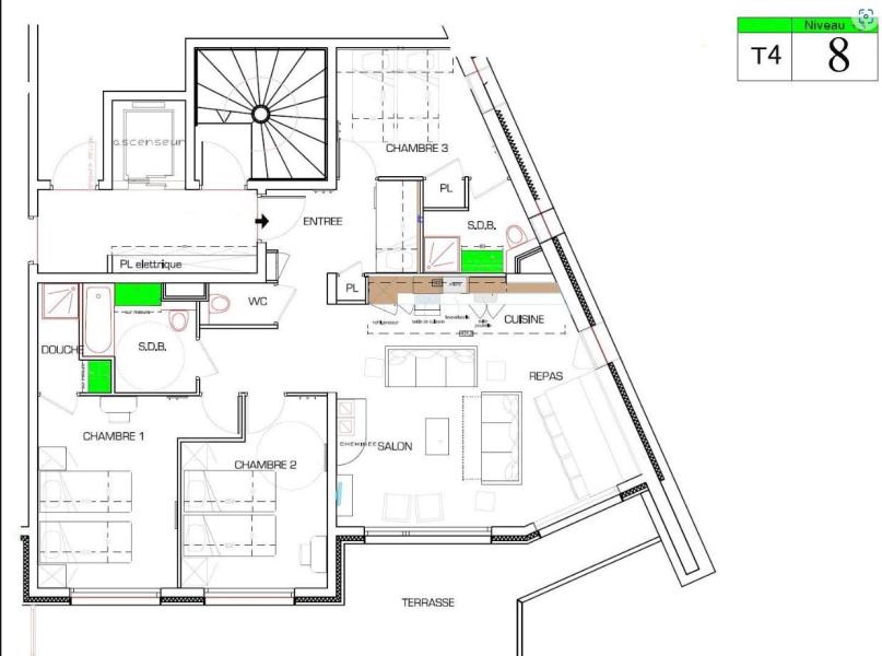 Vacances en montagne Appartement 4 pièces coin montagne 10 personnes (8) - Résidence Almes 1 - Tignes - Plan