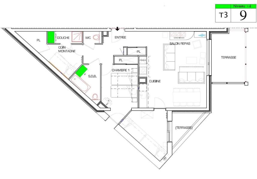 Vacances en montagne Appartement 3 pièces coin montagne 8 personnes (9) - Résidence Almes 1 - Tignes - Plan