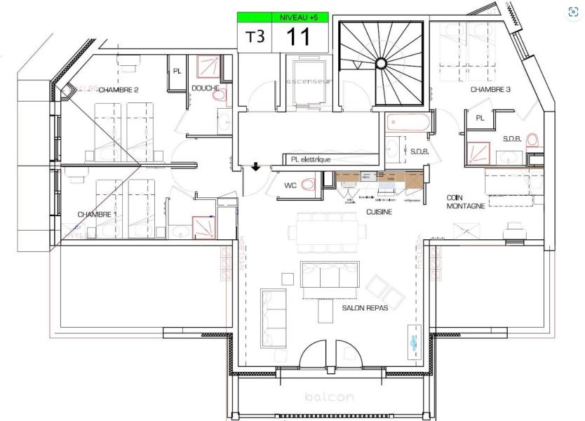 Vakantie in de bergen Appartement 5 kamers mezzanine 12 personen (11) - Résidence Almes 1 - Tignes - Kaart