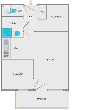 Vacaciones en montaña Apartamento cabina 2 piezas para 6 personas (012) - Résidence Alpina - Le Grand Bornand - Plano