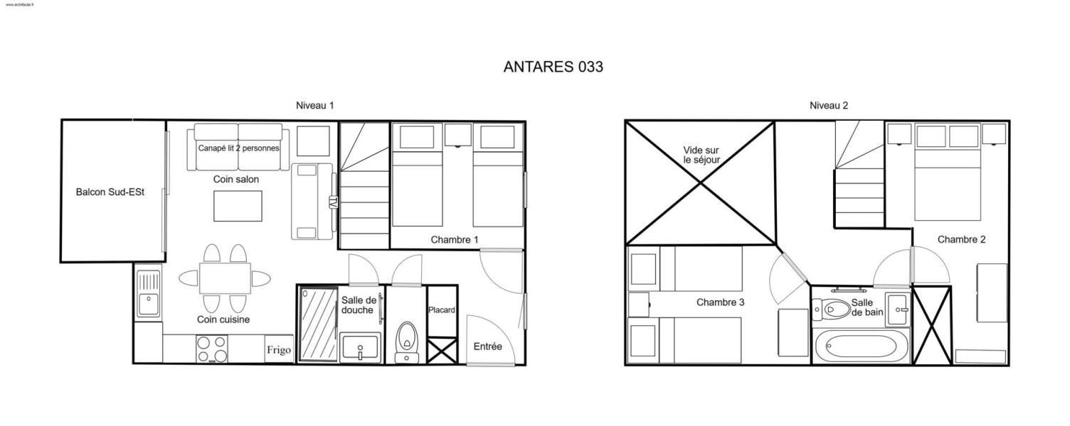 Vacances en montagne Appartement duplex 4 pièces 6 personnes (033) - Résidence Antarès - Méribel-Mottaret