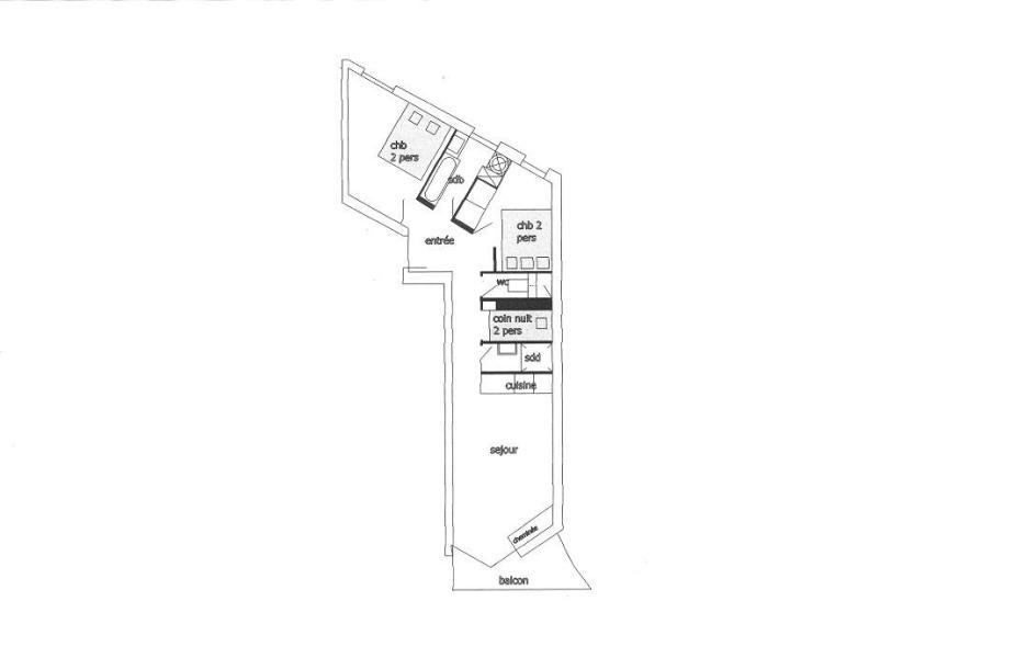 Holiday in mountain resort 3 room apartment sleeping corner 6 people (1518) - Résidence Aravis 1500 - La Clusaz - Plan