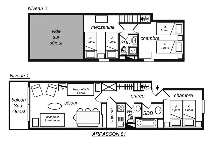 Vacanze in montagna Appartamento 3 stanze con mezzanino per 8 persone (81) - Résidence Arpasson II - Méribel-Mottaret