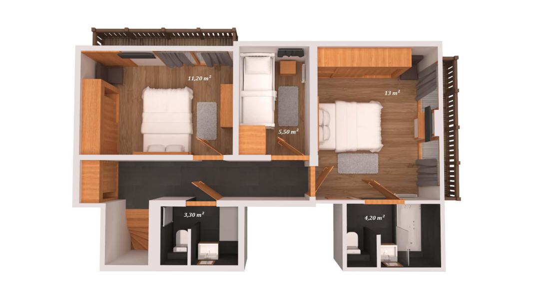 Wakacje w górach Apartament duplex 5 pokojowy 8 osób (A31) - Résidence Aspen Lodge - Courchevel - Plan