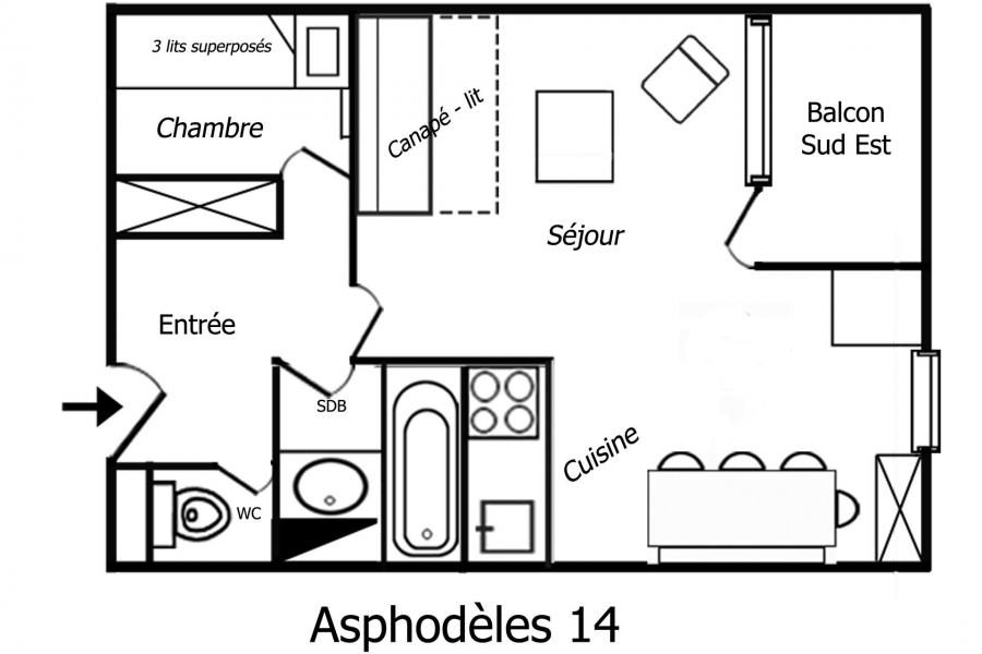 Wakacje w górach Apartament 2 pokojowy 4 osób (14) - Résidence Asphodèles - Méribel-Mottaret - Zakwaterowanie
