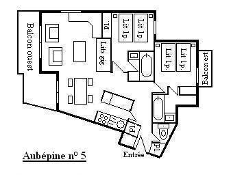 Vacances en montagne Appartement 3 pièces 6 personnes (05) - Résidence Aubépine - Méribel - Plan