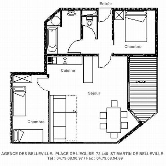 Vacanze in montagna Appartamento 3 stanze per 4 persone (B1) - Résidence Balcons de Tougnette - Saint Martin de Belleville - Mappa