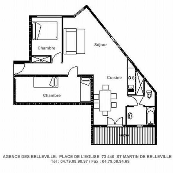Urlaub in den Bergen 3-Zimmer-Appartment für 6 Personen (B8) - Résidence Balcons de Tougnette - Saint Martin de Belleville - Plan