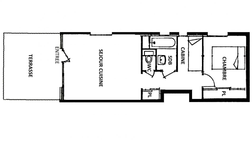 Wakacje w górach Apartament 2 pokojowy 5 osób (01) - Résidence Bellevue - Les Saisies - Plan