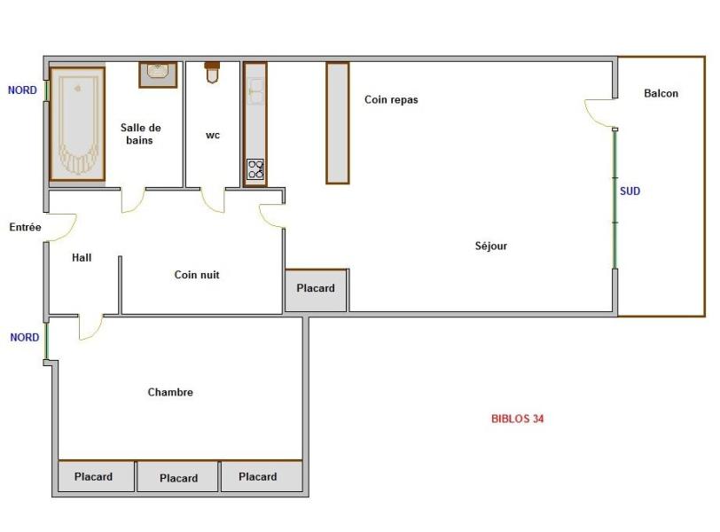 Holiday in mountain resort 2 room apartment 4-6 people (34) - Résidence Biblos - La Clusaz - Plan