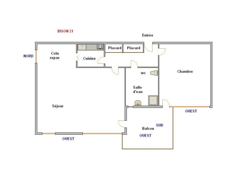 Vacances en montagne Appartement 2 pièces 5 personnes (BISO21) - Résidence Bison - La Clusaz - Plan