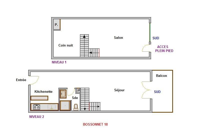 Vakantie in de bergen Studio mezzanine 6 personen (BOSS18) - Résidence Bossonnet - La Clusaz - Kaart