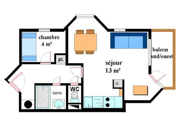 Vacanze in montagna Appartamento 2 stanze per 4 persone (014) - Résidence Burel - Val Cenis - Mappa