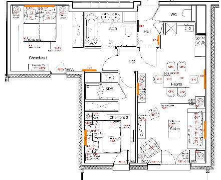 Каникулы в горах Апартаменты 3 комнат 6 чел. (235) - Résidence Carré Blanc - Courchevel - план