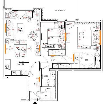 Holiday in mountain resort 3 room apartment 6 people (234) - Résidence Carré Blanc - Courchevel - Plan