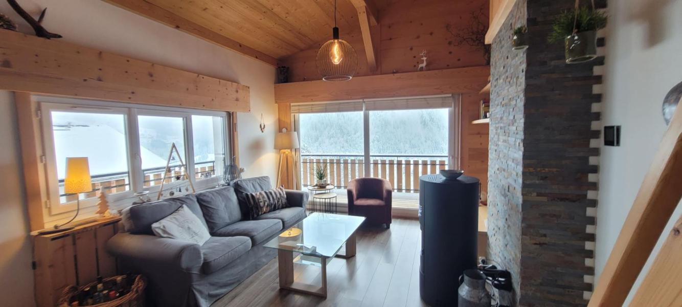 Urlaub in den Bergen Wohnung 3 Mezzanine Zimmer 6 Leute - Résidence Champs Fleuris - Châtel - Wohnzimmer