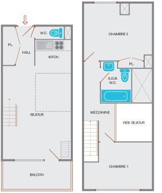 Wakacje w górach Apartament 3 pokojowy z antresolą 6 osób (2C) - Résidence Chanteneige - Le Grand Bornand