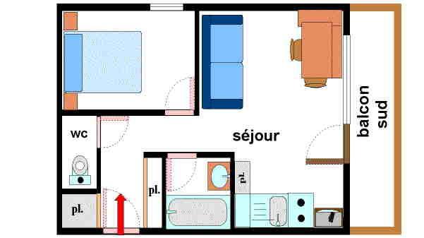 Каникулы в горах Апартаменты 2 комнат 4 чел. (053) - Résidence Colombaz - Val Cenis - план