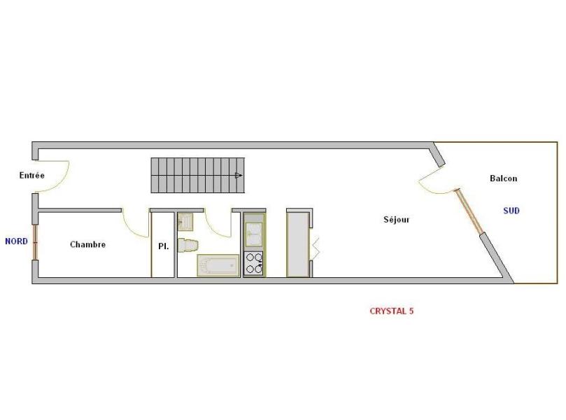 Vacances en montagne Appartement 2 pièces 4 personnes (05) - Résidence Crystal - La Clusaz - Plan