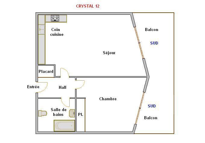 Vacances en montagne Appartement 2 pièces 4 personnes (12) - Résidence Crystal - La Clusaz - Plan