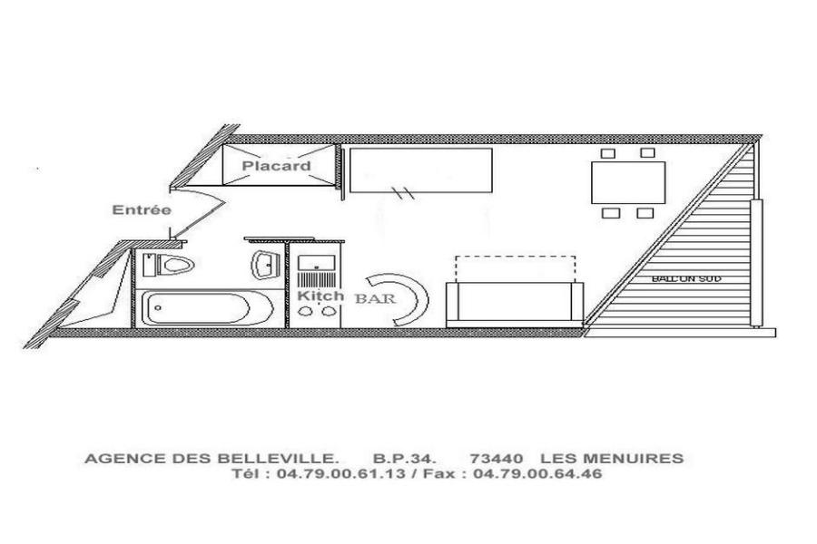 Каникулы в горах Квартира студия для 3 чел. (1315) - Résidence de Caron - Les Menuires - план