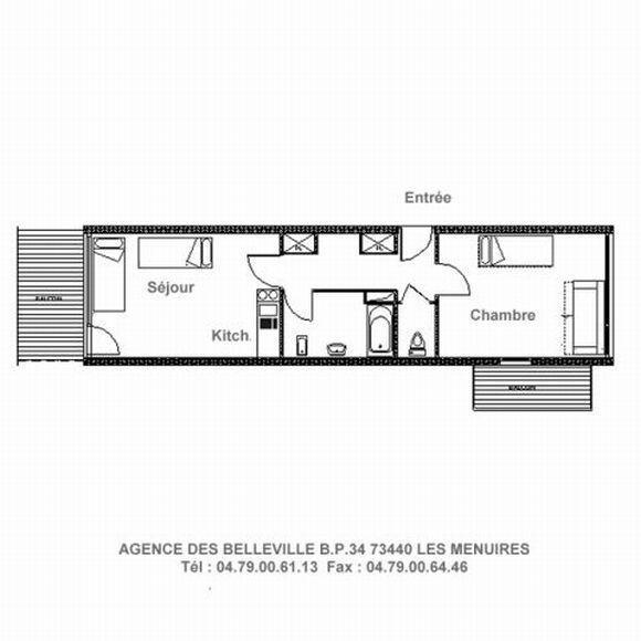 Holiday in mountain resort 2 room apartment 6 people (905) - Résidence Dorons - Les Menuires - Plan